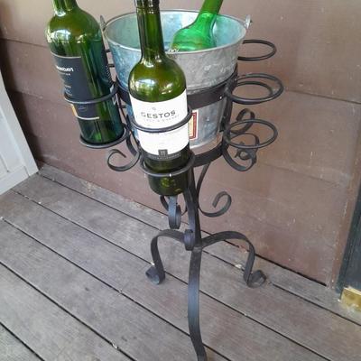 Wrought Iron Wine stand holder with ice bucket Perfect for the house or Patio!