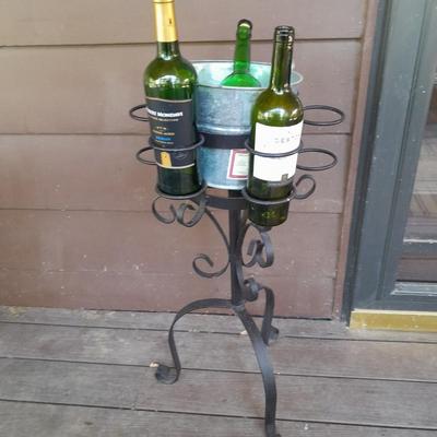 Wrought Iron Wine stand holder with ice bucket Perfect for the house or Patio!