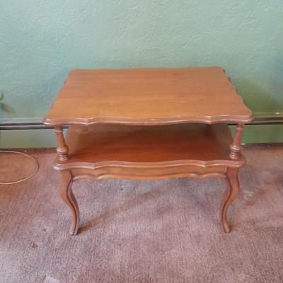 Two-tiered French Provincial solid wood side table