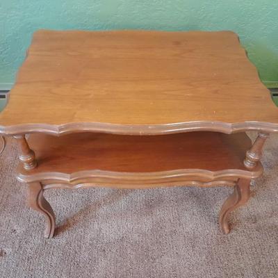 Two-tiered French Provincial solid wood side table