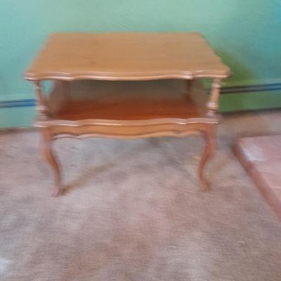 Two-tiered French Provincial solid wood side table