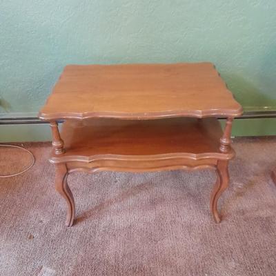 Two-tiered French Provincial solid wood side table