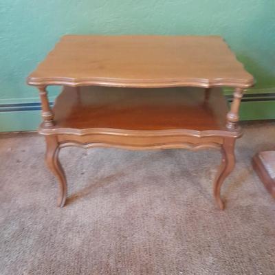 Two-tiered French Provincial solid wood side table