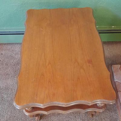 Two-tiered French Provincial solid wood side table