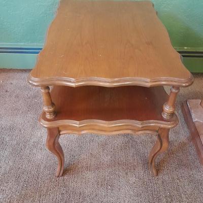 Two-tiered French Provincial solid wood side table