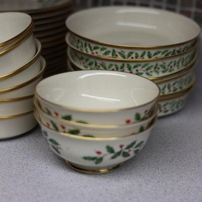 LENOX Holiday Set - (6) Soup Bowls, (6) Fruit Bowls, (3) Condiment/Candy Bowls, (27) Dinner Plates