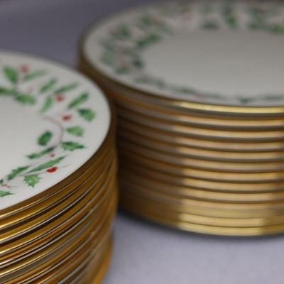 LENOX Holiday Set - (6) Soup Bowls, (6) Fruit Bowls, (3) Condiment/Candy Bowls, (27) Dinner Plates