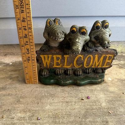 Cement Alligator Welcome Statue