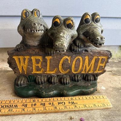 Cement Alligator Welcome Statue
