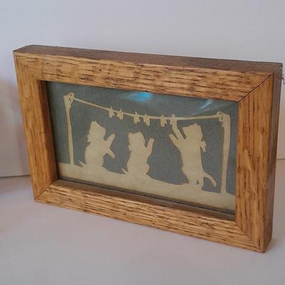 Cat Collectibles, metal three kitty wall hook, glass cat, two small cat books and more