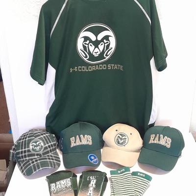 Colorado Rams CSU Apparel - Shirt - four baseball caps - and socks Fort Collins Colorado GO RAMS!