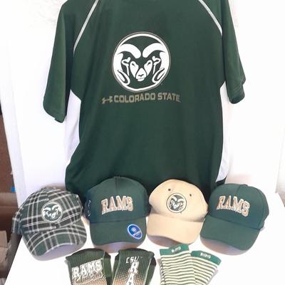 Colorado Rams CSU Apparel - Shirt - four baseball caps - and socks Fort Collins Colorado GO RAMS!