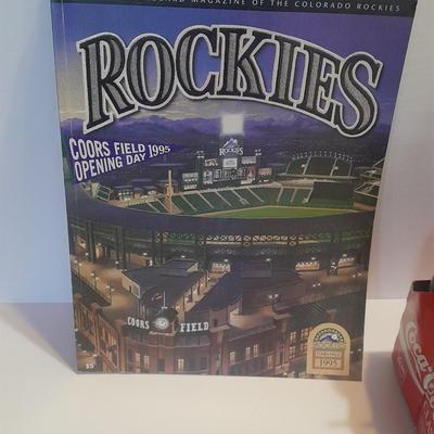 Colorado Rockies Memorabilia Larry Walker # 33 holographic card, coke collector's bottles, Baseball cap, scorecard magazine and more