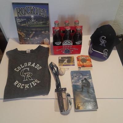 Colorado Rockies Memorabilia Larry Walker # 33 holographic card, coke collector's bottles, Baseball cap, scorecard magazine and more