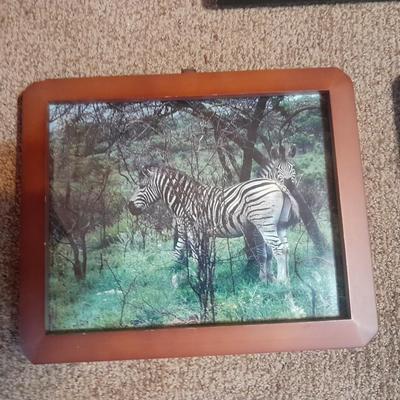 Three framed African wildlife pictures / photographs Hippo, Giraffe, and Zebra