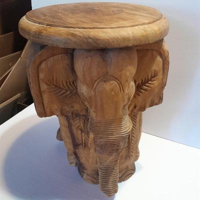 Beautiful raw wood carved small table / plant stand