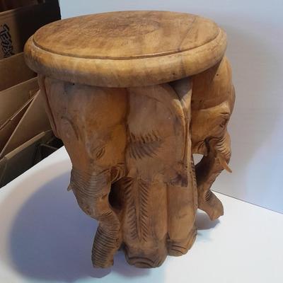 Beautiful raw wood carved small table / plant stand