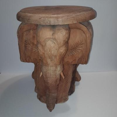Beautiful raw wood carved small table / plant stand