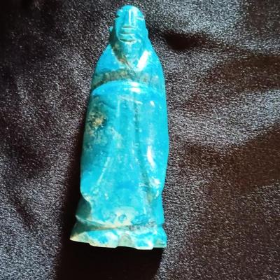 Carved stone man - Real blue stone