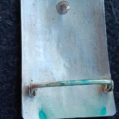 Vintage Native American Navajo Turquoise color coral chip inlay belt buckle