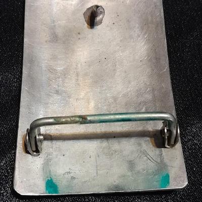 Vintage Native American Navajo Turquoise color coral chip inlay belt buckle