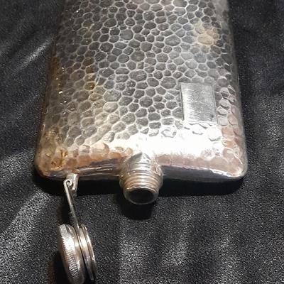 Vintage 1930s German Hammered Nickel Flask