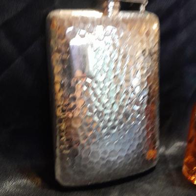 Vintage 1930s German Hammered Nickel Flask
