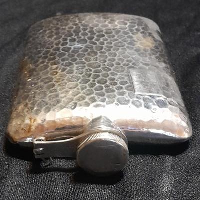 Vintage 1930s German Hammered Nickel Flask