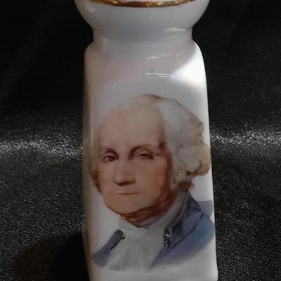 George and Martha Washington Salt and Pepper Shakers with porcelain hat pin holder and RW Bavaria small dish