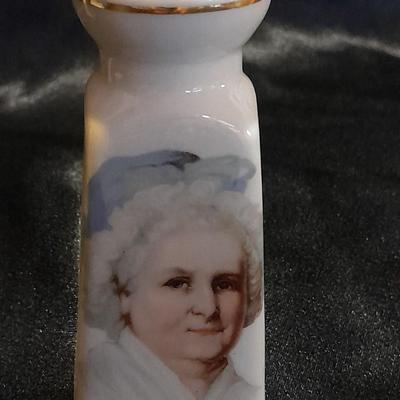 George and Martha Washington Salt and Pepper Shakers with porcelain hat pin holder and RW Bavaria small dish