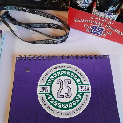 Colorado Rockies Memorabilia, Framed Todd Helton picture 6 pack collectors' bottles, gold mitt figure, scorecard magazine and more