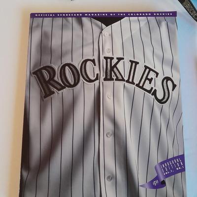 Colorado Rockies Memorabilia, Framed Todd Helton picture 6 pack collectors' bottles, gold mitt figure, scorecard magazine and more