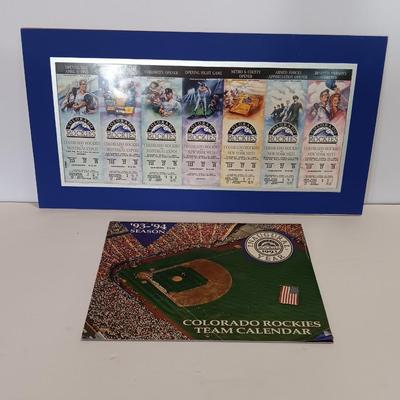 Colorado Rockies Collectible tickets and calendar