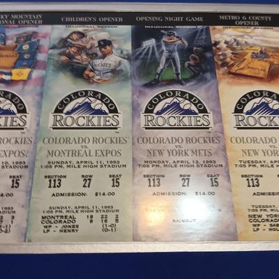 Colorado Rockies Collectible tickets and calendar
