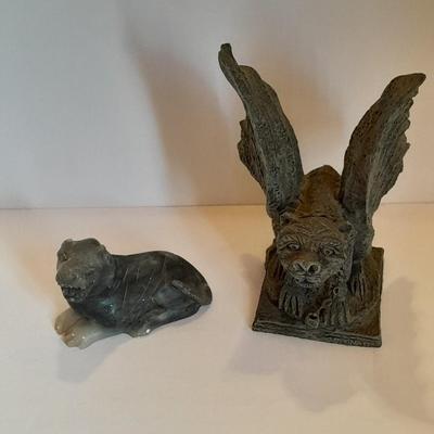 Antique Stone figure with small gargoyle figure