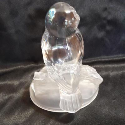 Faux Tree bark plant pot / container with crystal glass owl collectible