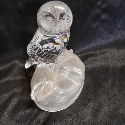 Faux Tree bark plant pot / container with crystal glass owl collectible