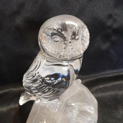 Faux Tree bark plant pot / container with crystal glass owl collectible