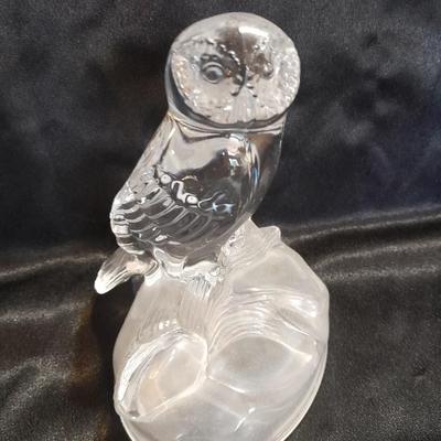 Faux Tree bark plant pot / container with crystal glass owl collectible