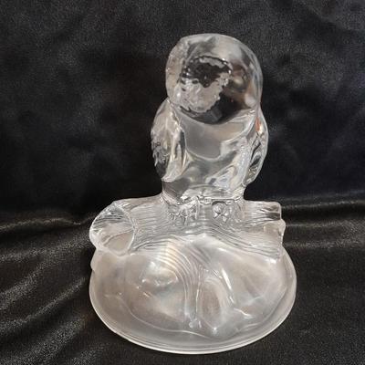 Faux Tree bark plant pot / container with crystal glass owl collectible