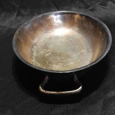 Silver Plate dishware 4 stemmed goblets Portugal signed and marked and a handled oval dish.