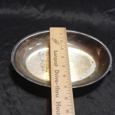 Silver Plate dishware 4 stemmed goblets Portugal signed and marked and a handled oval dish.