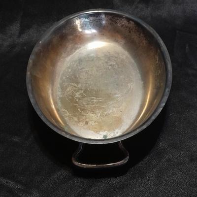 Silver Plate dishware 4 stemmed goblets Portugal signed and marked and a handled oval dish.