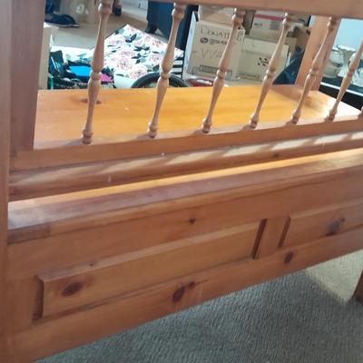 Solid pine bench seat with hinged seat storage