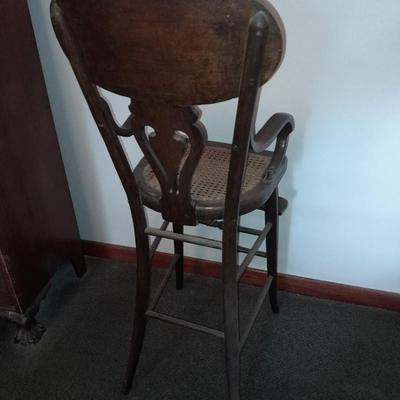 Antique cane seat Highchair with tray Very old!