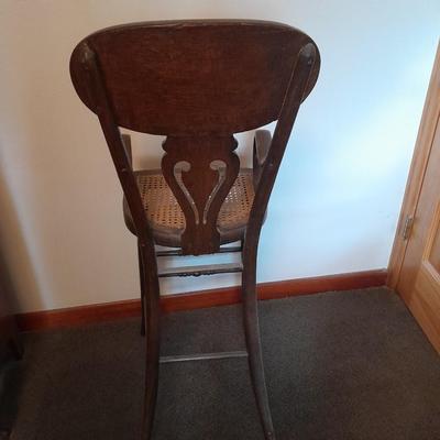 Antique cane seat Highchair with tray Very old!
