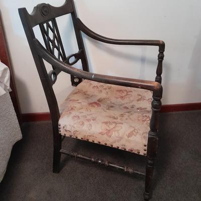 Antique Solid Oak Old English Armchair