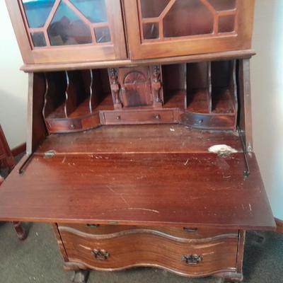 Antique claw footed MADDOX Mahogany Secretary Desk
