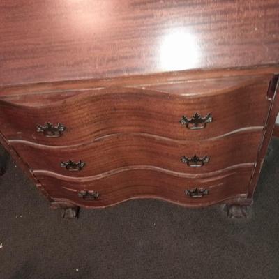 Antique claw footed MADDOX Mahogany Secretary Desk