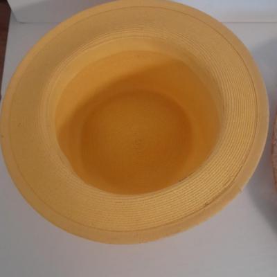 Two ladies' straw hats yellow hat is Union made